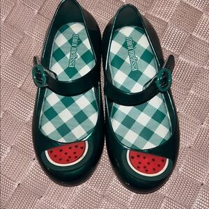 Mini Melissa Kids Dark Green Watermelon Dress Shoes
